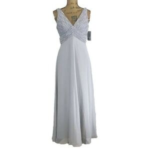 PATRA Evening Gown 6 Pale Gray Dove‎ Long Full Dress Bead Party Wedding